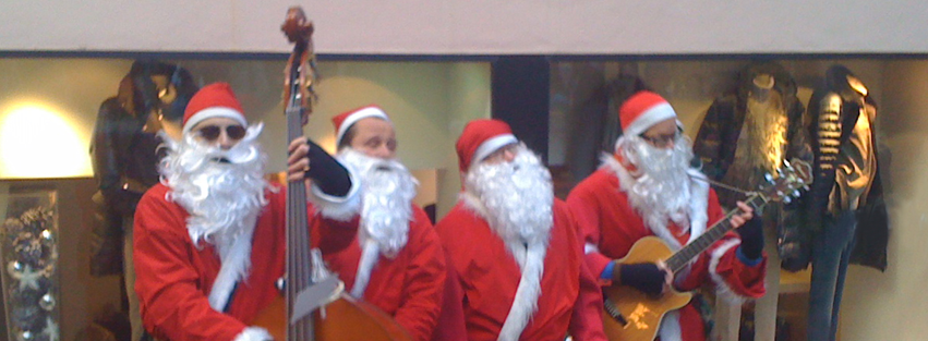 Singing Santas in town